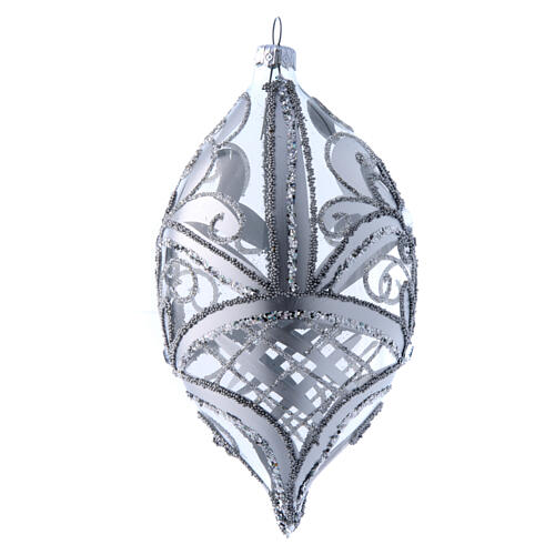 Adornos Navideño gota transparente decoración plateada 100 mm 3