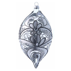 Boule en goutte transparente décoration argent 100 mm