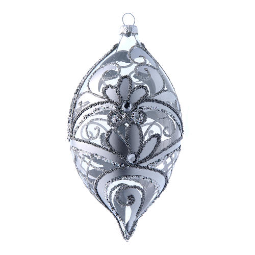 Palla a goccia trasparente decoro argento 100 mm 1