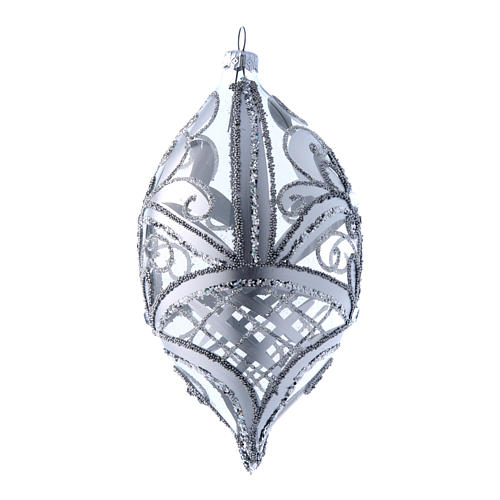 Palla a goccia trasparente decoro argento 100 mm 2