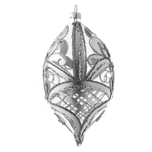 Palla a goccia trasparente decoro argento 100 mm 3