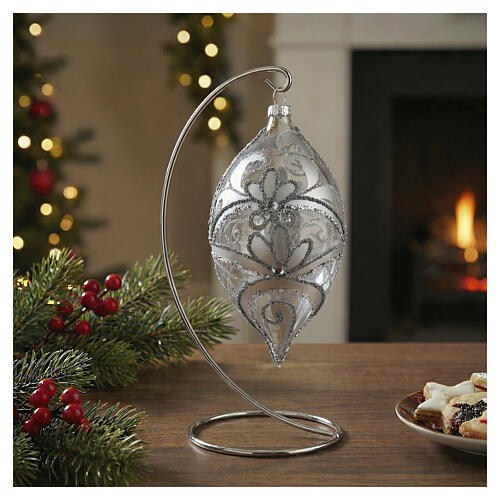 Christmas drop shaped decoration silver 100 mm 2
