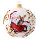 Weihnachtsbaumkugel aus Glas Grundton Weiß Motiv Weihnachtsmann und Rehkitz 100 mm s1