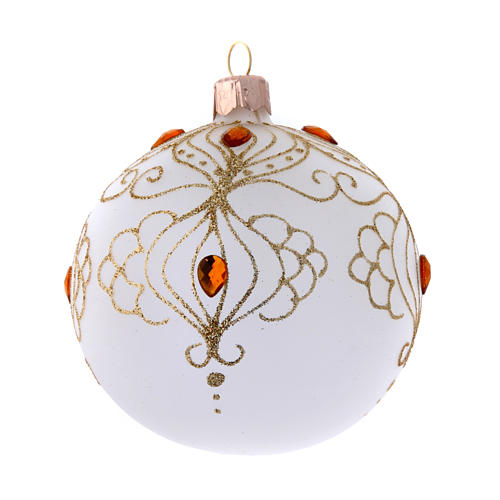 Christmas baubles champagne colour with stones 80 mm 6 pieces 2