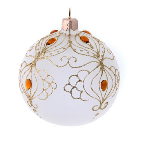Christmas baubles champagne colour with stones 80 mm 6 pieces 3