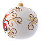 White opaque Christmas tree ball with Father Christmas and deer 150 mm s2