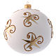 White opaque Christmas tree ball with Father Christmas and deer 150 mm s3