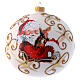 Bola vidro branco opaco Pai Natal e corço 150 mm s1