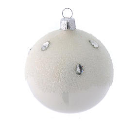 Christmas bauble white glass frost effect 80 mm 6 pieces