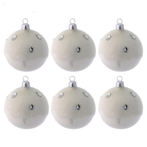Christmas bauble white glass frost effect 80 mm 6 pieces 1