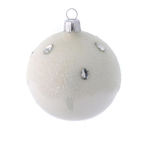 Christmas bauble white glass frost effect 80 mm 6 pieces 2