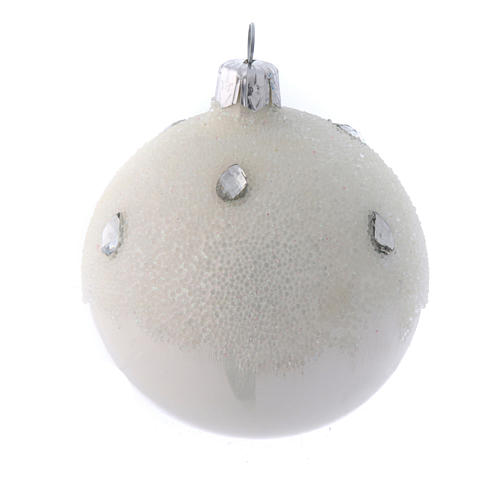 Christmas bauble white glass frost effect 80 mm 6 pieces 3