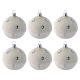 Christmas bauble white glass frost effect 80 mm 6 pieces s1