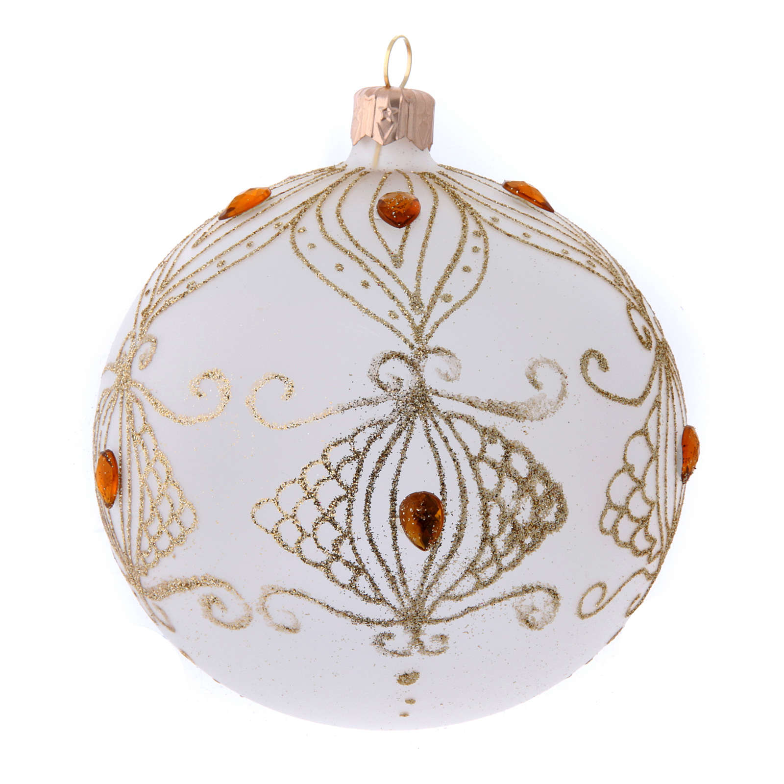 Christmas baubles champagne colour with stones 100 mm 4 | online sales ...