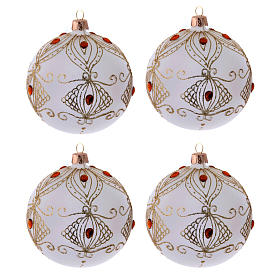 Christmas baubles champagne colour with stones 100 mm 4 pieces