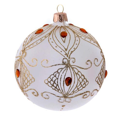Christmas baubles champagne colour with stones 100 mm 4 pieces 2