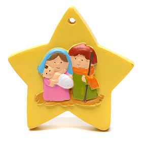 Christmas tree ornaments in wood and pvc: Nativity scene star decoration 8 cm