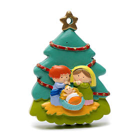 Christmas tree ornaments in wood and pvc: Nativity tree shaped decoration 8 cm
