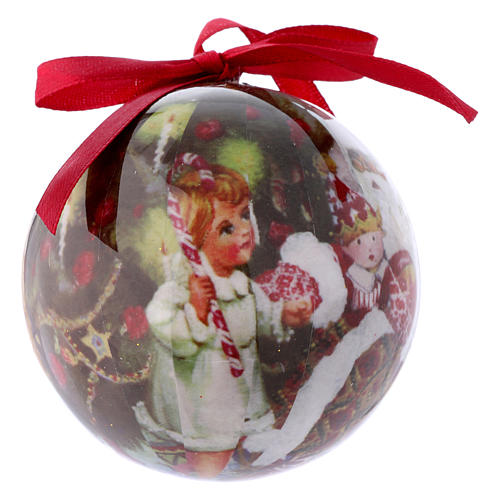 Christmas tree bauble in box with Santa Claus and children 75 mm 2