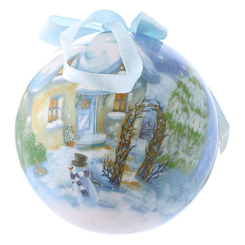 Christmas tree bauble in box with landscape 75 mm 2
