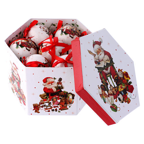 Pallina Albero 75 mm immagine Babbo Natale e regali 3