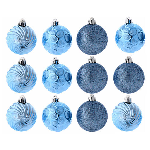 Boules Sapin Noël bleu 60 mm (vendu par 12) 1