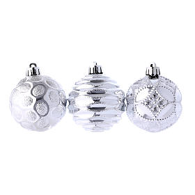 Weihnachtskugeln Silber 60 mm, Set zu 3 Stück