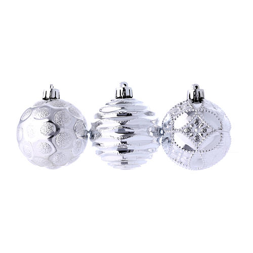 Weihnachtskugeln Silber 60 mm, Set zu 3 Stück 1