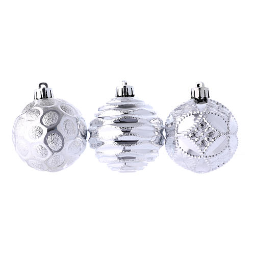 Weihnachtskugeln Silber 60 mm, Set zu 3 Stück 2