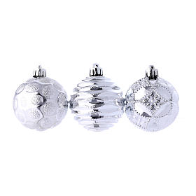 Bola de Natal prata 3 peças 60 mm