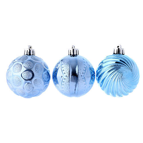 Boule Noël bleu clair 60 mm (vendu par 3) 1