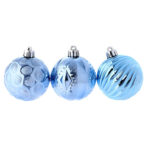 Boule Noël bleu clair 60 mm (vendu par 3) 2