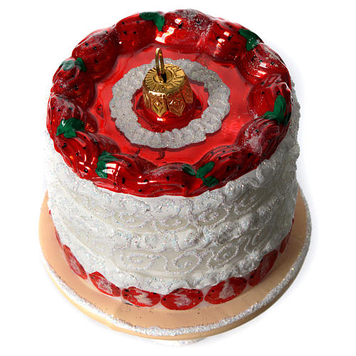 Gâteau aux fraises décoration verre soufflé Sapin Noël 2
