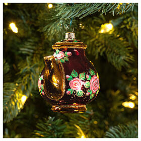 Teapot, Christmas tree decoration in blown glass
