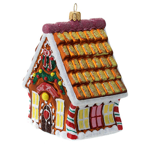 Maison en pain d'épices décoration verre soufflé Sapin Noël 3