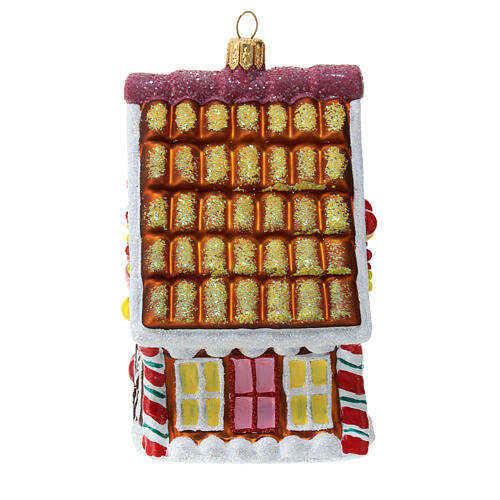 Maison en pain d'épices décoration verre soufflé Sapin Noël 4