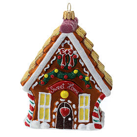 Gingerbread House blown glass Christmas tree ornament