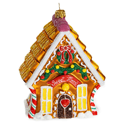 Gingerbread House blown glass Christmas tree ornament 1