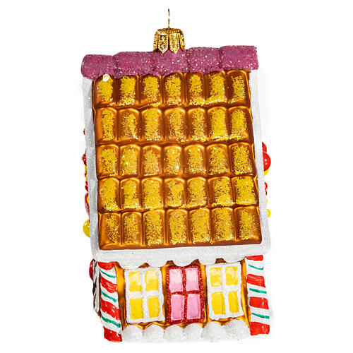 Gingerbread House blown glass Christmas tree ornament 4