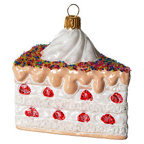 Part de gâteau d'anniversaire décoration verre soufflé Sapin Noël