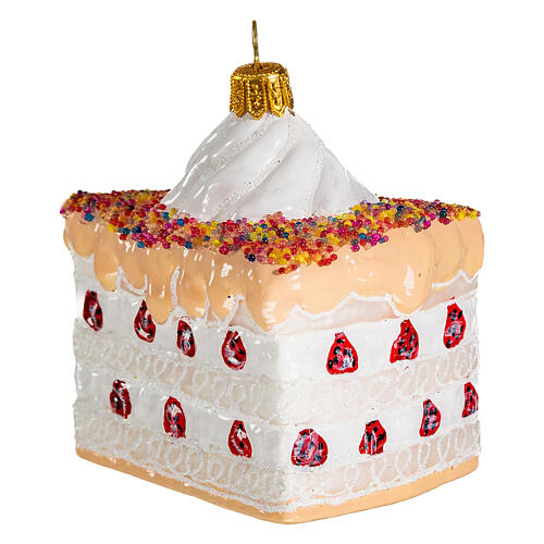 Part de gâteau d'anniversaire décoration verre soufflé Sapin Noël 3