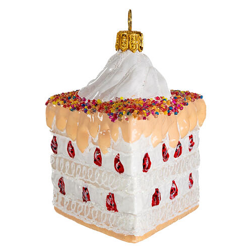Part de gâteau d'anniversaire décoration verre soufflé Sapin Noël 4