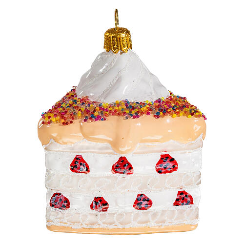 Part de gâteau d'anniversaire décoration verre soufflé Sapin Noël 5