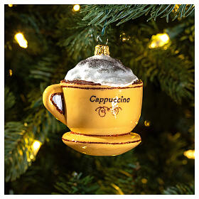 Cappuccino, Weihnachtsbaumschmuck aus mundgeblasenem Glas