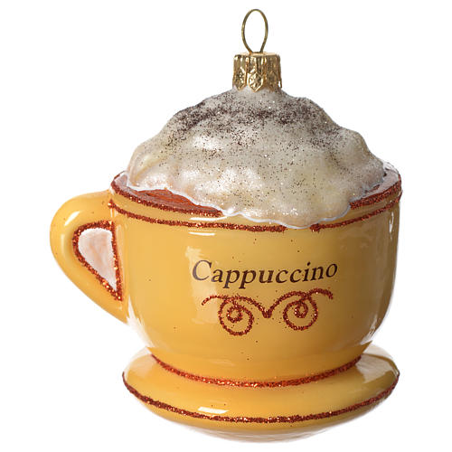 Wohndekor Cappuccino Hand Painted Glass Christmas Ornament Coffee