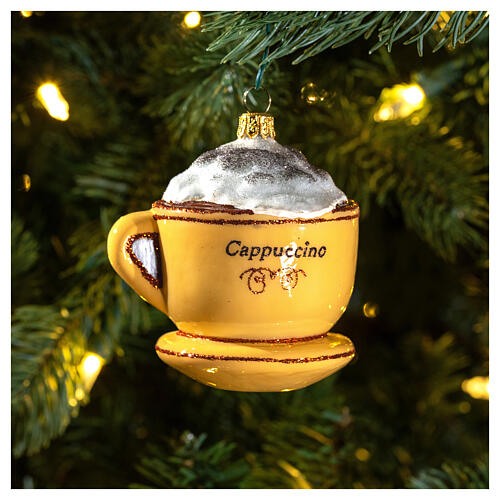 Cappuccino Cup blown glass Christmas tree decoration 2