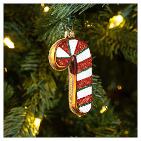 Candy cane glass blown Christmas tree decoration