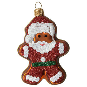 Gingerbread Santa Claus glass blown Christmas ornament