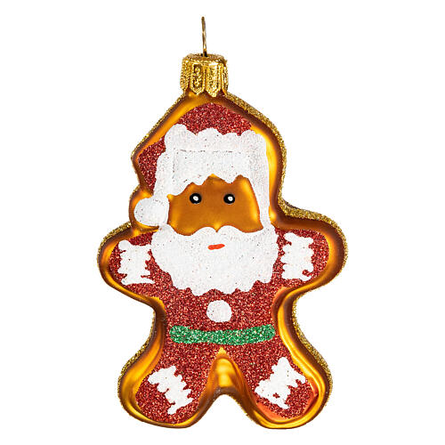 Gingerbread Santa Claus glass blown Christmas ornament 1