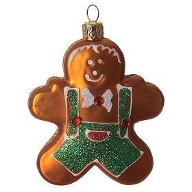 Gingerbread man, Christmas tree decoration in blown glass